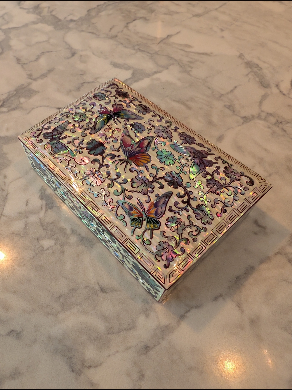 Mother of Pearl Butterfly Inlay Jewelry Box